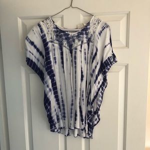 Blue and white tie dye shirt